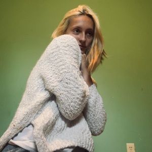 White knitted sweater